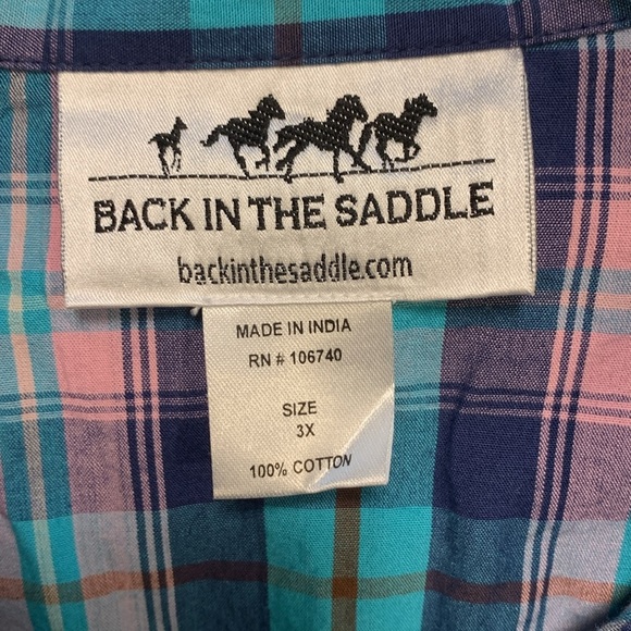 Back in the Saddle Short Sleeve Western Button Down Plaid Size 3X - Picture 2 of 7